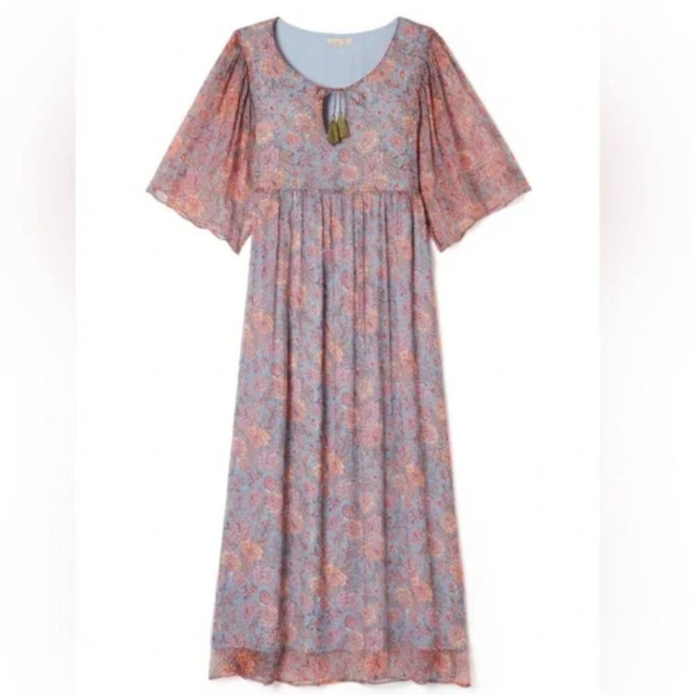 Louise Misha Gali Silk Geranian Blue Garden Floral Dress - Size 36